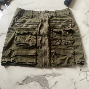 Fashion Nova Khaki Green Zippered Skirt